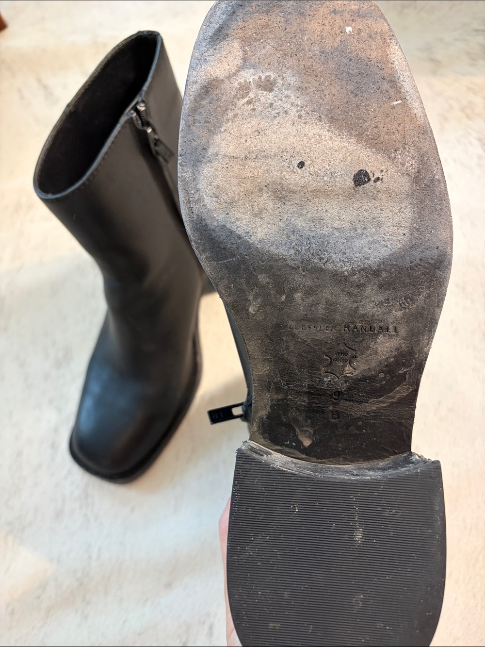 Loeffler Randall Black Leather Square-Toe Ankle Boots - Picture 2 of 5
